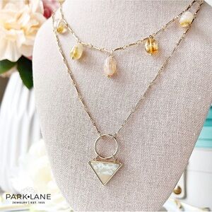 Park Lane OLIVE Necklace, Green-Gold-Cream 2 in 1 Necklace, Boho-Chic, NWT
